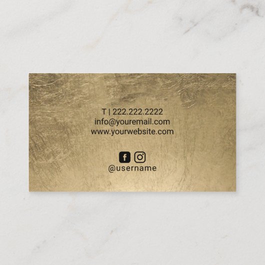 まつげメイクアップアーティストジオメトリブラック金ゴールド 名刺 (裏面)