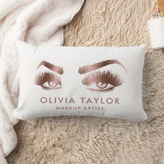 まつげメイクアップアーティストバラ金ゴールドアイズブロー ランバークッション (ブランケット)