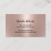 まつげメイクアップアーティストバラ金ゴールドスクリプトダスティブルー 名刺 (裏面)