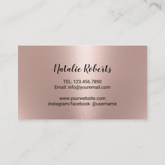 まつげメイクアップアーティストバラ金ゴールドスクリプトダスティブルー 名刺 (裏面)