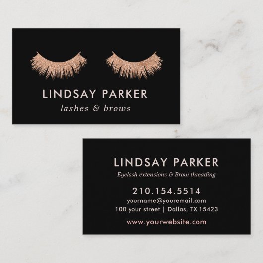 まつげメイクアップアーティストバラ金ゴールド名刺 名刺 (正面/裏面)