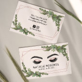 まつげメイクアップアーティストバラ金ゴールド幾何学緑 名刺