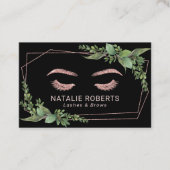 まつげメイクアップアーティストバラ金ゴールド幾何学緑 名刺 (正面)