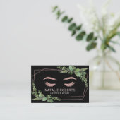 まつげメイクアップアーティストバラ金ゴールド幾何学緑 名刺 (スタンド正面)