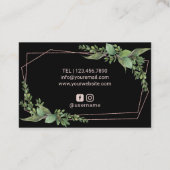 まつげメイクアップアーティストバラ金ゴールド幾何学緑 名刺 (裏面)