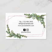 まつげメイクアップアーティストバラ金ゴールド幾何学緑 名刺 (裏面)