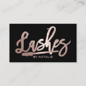 まつげメイクアップアーティストバラ金ゴールド手書きスクリプト 名刺 (正面)