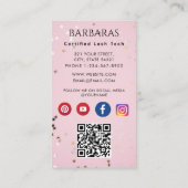 まつげメイクアップアーティストピンクのスパークルサロン 名刺 (裏面)