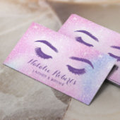 まつげメイクアップアーティストピンクグラデーションサロン 名刺