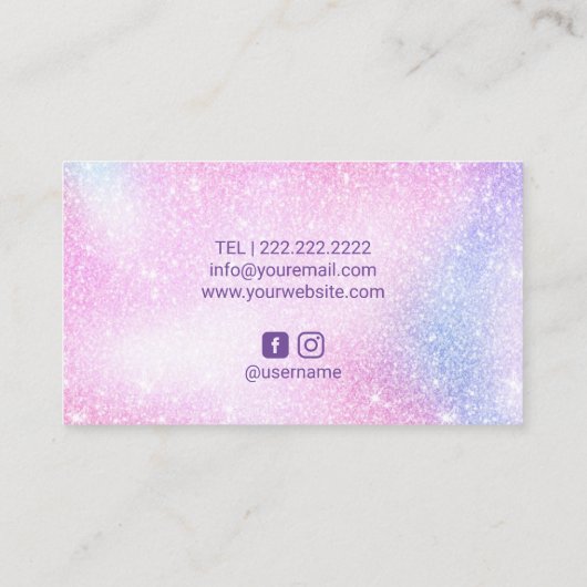 まつげメイクアップアーティストピンクグラデーションサロン 名刺 (裏面)