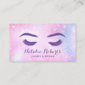 まつげメイクアップアーティストピンクグラデーションサロン 名刺 (正面)