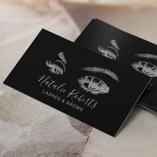まつげメイクアップアーティストブラックエレガントサロン 名刺