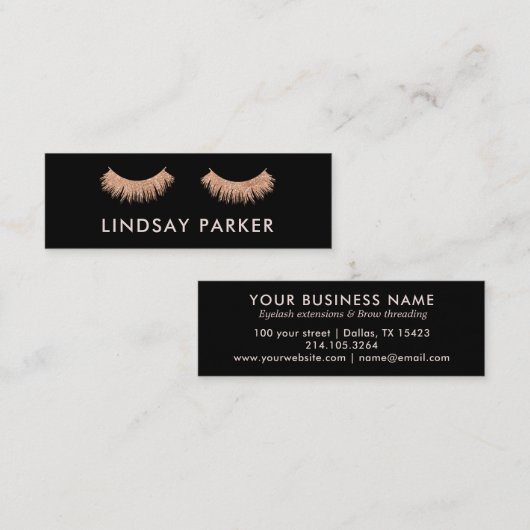 まつげメイクアップアーティストブラックミニ名刺 スキニー名刺 (正面/裏面)