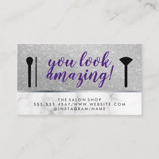 まつげメイクアップアーティストマーブルグリッター 名刺 (裏面)