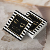 まつげメイクアップアーティストモダンのストライプサロン スクエア名刺