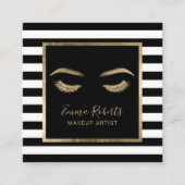 まつげメイクアップアーティストモダンのストライプサロン スクエア名刺 (正面)