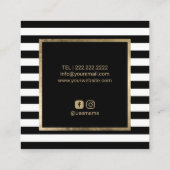 まつげメイクアップアーティストモダンのストライプサロン スクエア名刺 (裏面)