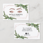 まつげメイクアップアーティストモダン幾何学的な緑 名刺 (正面/裏面)