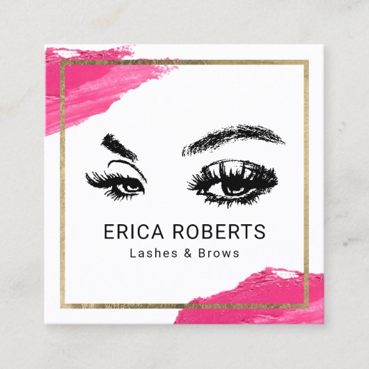 まつげメイクアップアーティストモダン美しいサロン スクエア名刺 (正面)