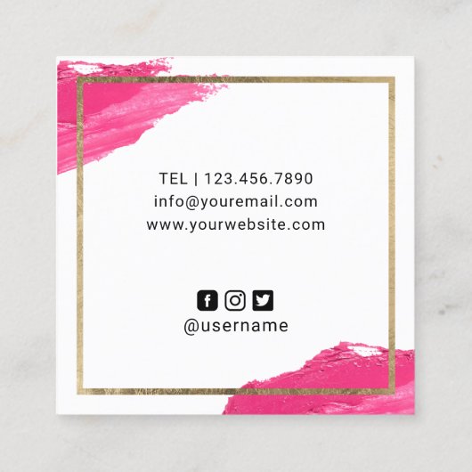 まつげメイクアップアーティストモダン美しいサロン スクエア名刺 (裏面)