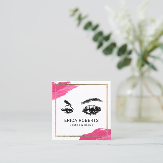 まつげメイクアップアーティストモダン美しいサロン スクエア名刺 (スタンド正面)