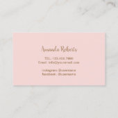 まつげメイクアップアーティストモダン赤面ピンク金ゴールド 名刺 (裏面)