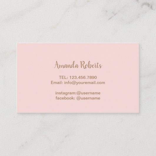 まつげメイクアップアーティストモダン赤面ピンク金ゴールド 名刺 (裏面)