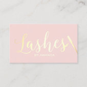 まつげメイクアップアーティストモダン赤面ピンク金ゴールド 名刺 (正面)