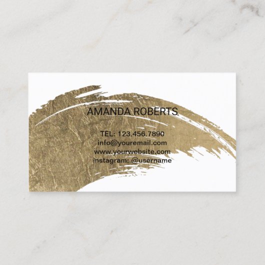 まつげメイクアップアーティストモダン金ゴールドブラシストローク 名刺 (裏面)
