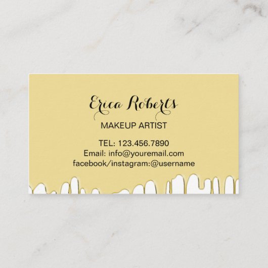 まつげメイクアップアーティストモダン金ゴールド滴下 名刺 (裏面)