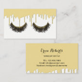 まつげメイクアップアーティストモダン金ゴールド滴下 名刺 (正面/裏面)