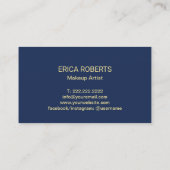 まつげメイクアップアーティストヴィンテージフローラネイビーブルー 名刺 (裏面)