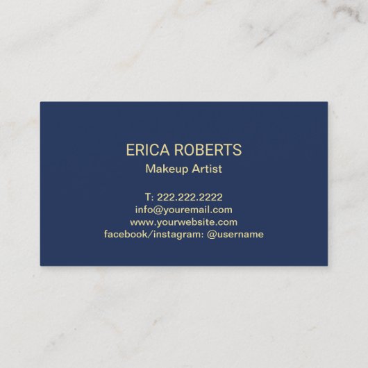 まつげメイクアップアーティストヴィンテージフローラネイビーブルー 名刺 (裏面)
