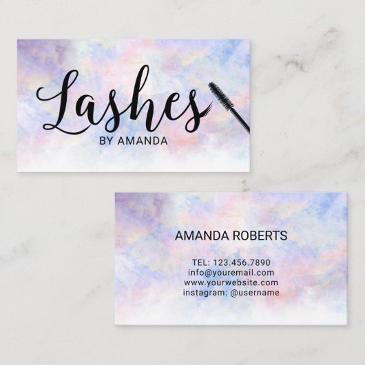 まつげメイクアップアーティスト水カラーLash Extension 名刺 (正面/裏面)