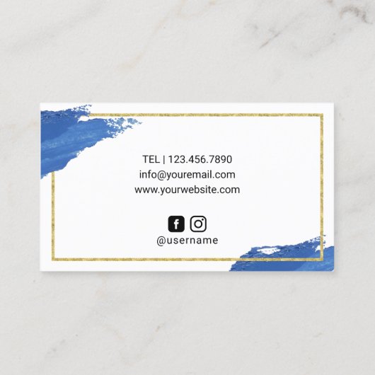 まつげメイクアップアーティスト海軍ブラシストローク 名刺 (裏面)