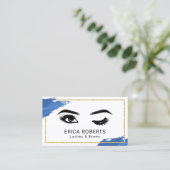 まつげメイクアップアーティスト海軍ブラシストローク 名刺 (スタンド正面)