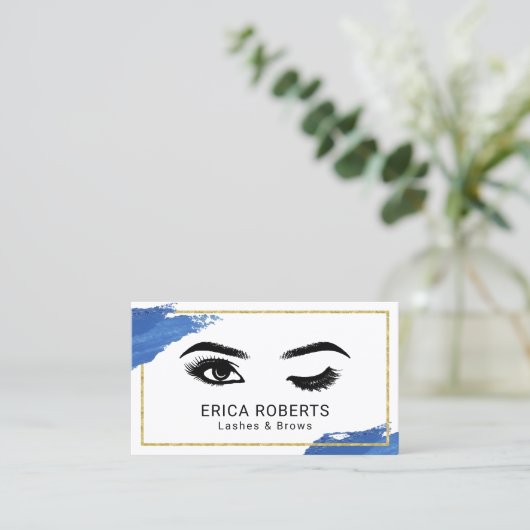 まつげメイクアップアーティスト海軍ブラシストローク 名刺 (スタンド正面)
