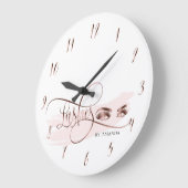 まつげメイクアップアーティスト美しいアイズバラ金ゴールド ラージ壁時計 (傾斜)