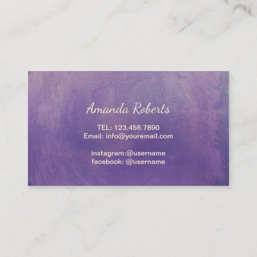 まつげメイクアップアーティスト金ゴールドスクリプトエレガント紫 名刺 (裏面)