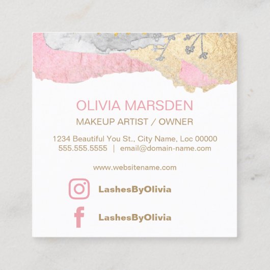 まつげメイクアップアーティスト スクエア名刺 (裏面)