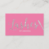 まつげメイクアップモダンアーティストピンク&シルバー 名刺 (正面)