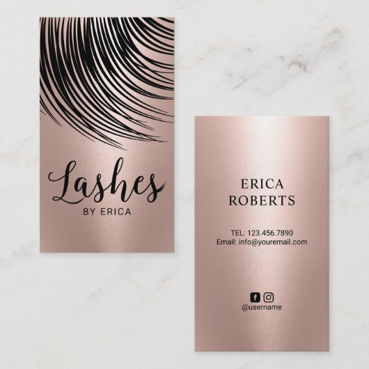 まつげメイクアーティストモダンバラ金ゴールドまつげ 名刺 (正面/裏面)