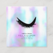 まつげモダンサロン美しいホログラフィフェイクック スクエア名刺 (裏面)