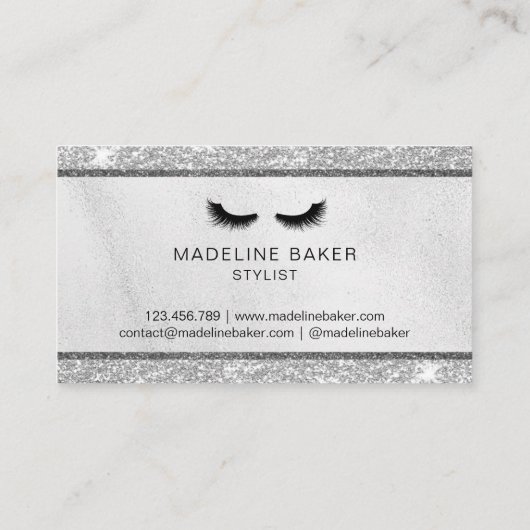 まつげモダンメイクアップシルバーグリッターまつげラッシュ 名刺 (裏面)