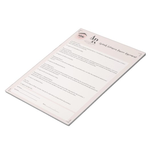 まつげ及びメイクアップまつげ延長責任放棄 ノートパッド (アングル)