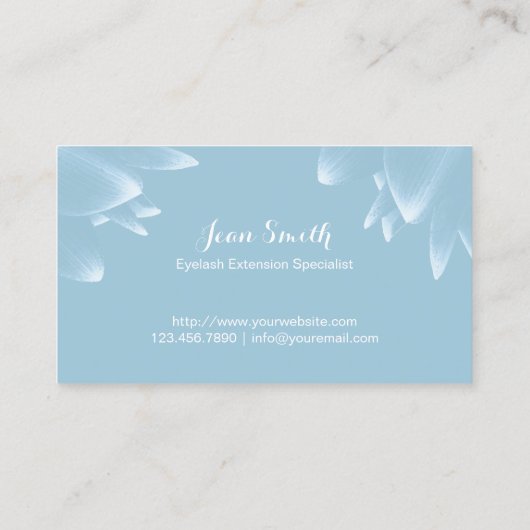 まつげ延長エレガントな花の淡いブルー 名刺 (裏面)