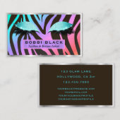 まつげ延長グリッターの化粧の明るいシマウマ 名刺 (正面/裏面)