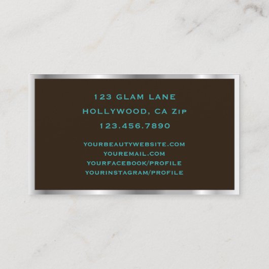 まつげ延長グリッターの化粧の明るいシマウマ 名刺 (裏面)