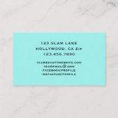 まつげ延長ティール(緑がかった色)の黒の水玉模様の化粧 名刺 (裏面)