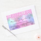 まつげ延長メイクアップアーティストサロンピンクドリップ 長方形シール (封筒)